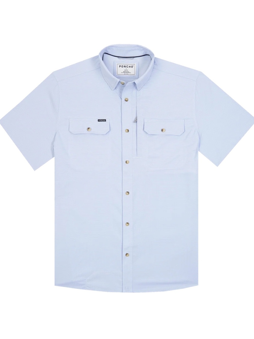 Poncho The Anchoa Men's Blue Microcheck Snap Button Shirt, XXL Slim Fit - Picture 7 of 7